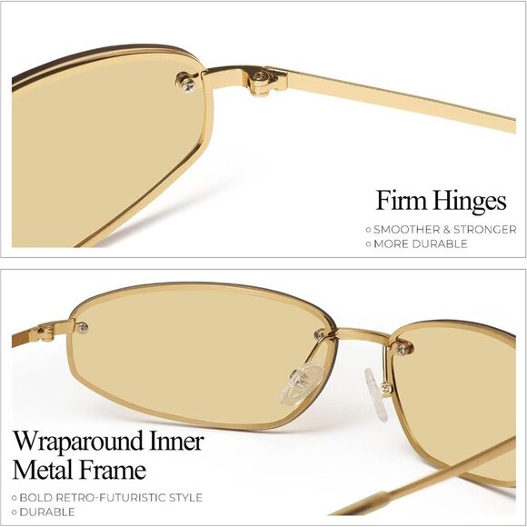 Y2K Sunglasses Women Gold Brown Retro Metal Fashion UV Protective Accessories main image 4